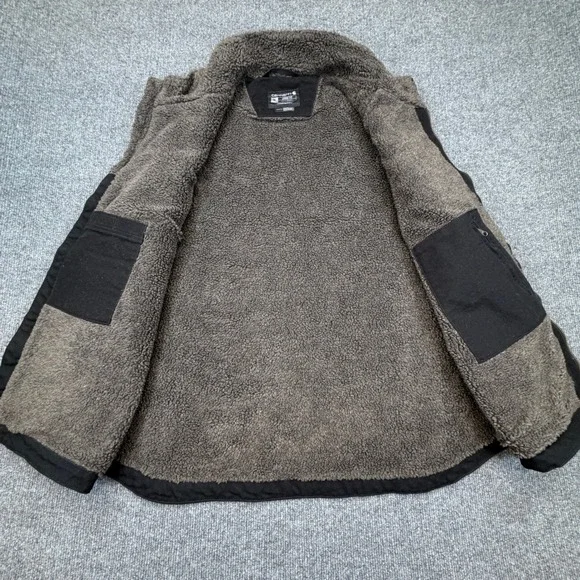 Carhartt Washed Duck Mock-Neck Vest Mens XL Loose Fit Black Canvas Sherpa Lined - Picture 9 of 12